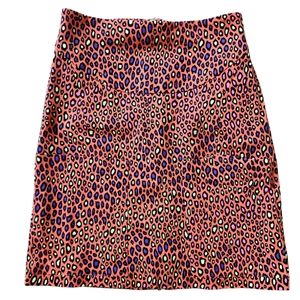 MISSONI Animal Print Cheetah Skirt Orange Neon Mini Bodycon Zipper Size 6 IT 40